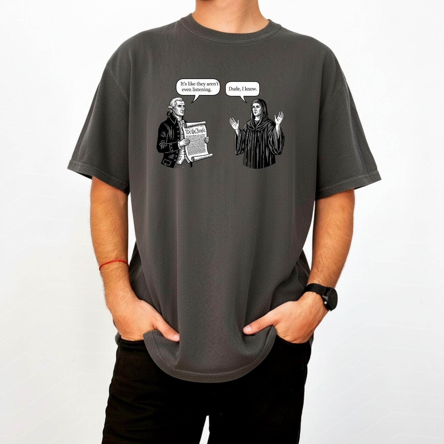 George and Jesus Tee – Retro USA Inspired Graphic Shirt – Vintage Patriotic Design