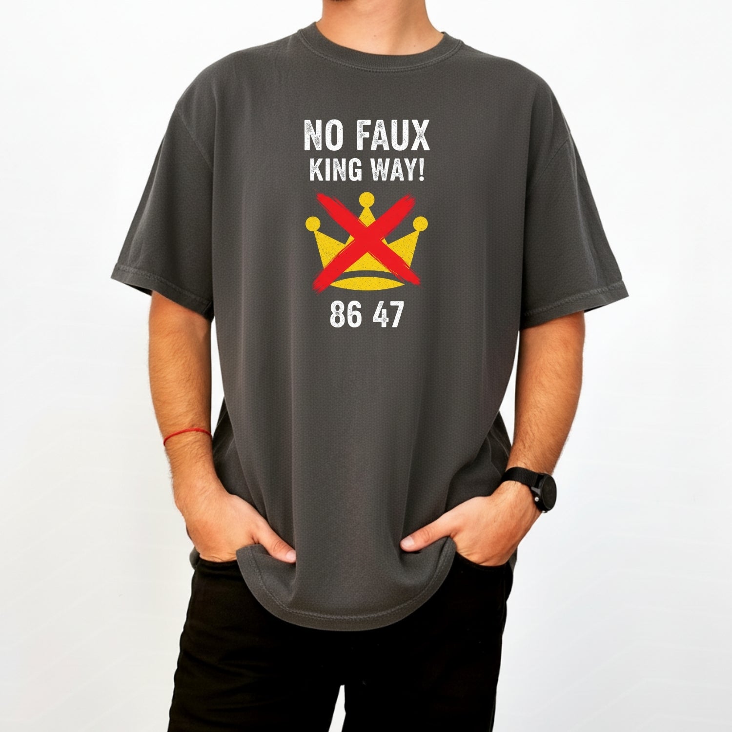 No Faux King Way 8647 Tee – Witty Wordplay Graphic Shirt