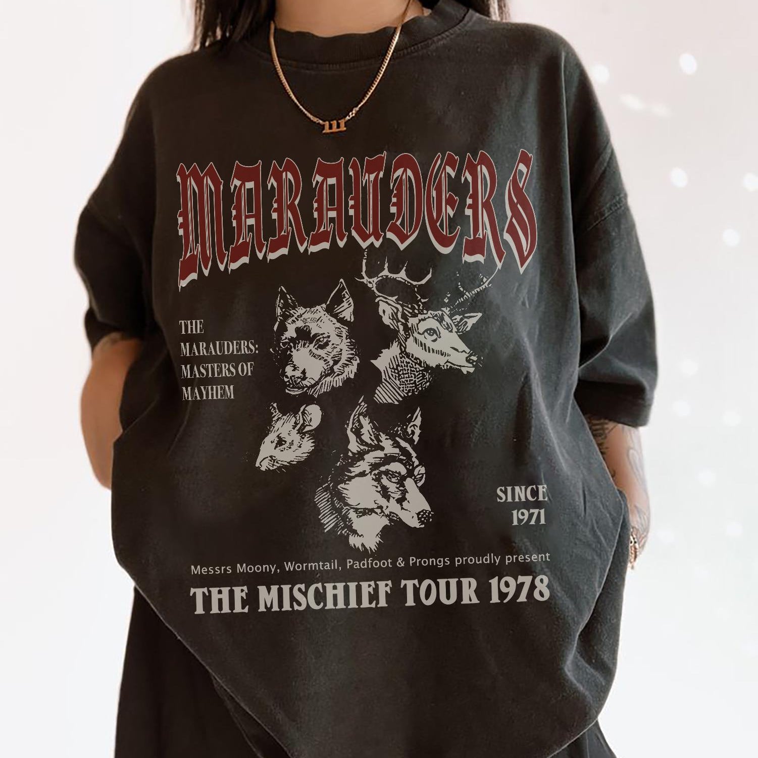 70s Wizards Marauders World Tour Tee Vintage Potter Graphic T-Shirt Subtle HP Aesthetic