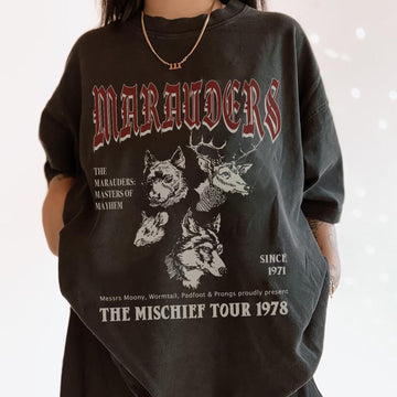 70s Wizards Marauders World Tour Tee Vintage Potter Graphic T-Shirt Subtle HP Aesthetic