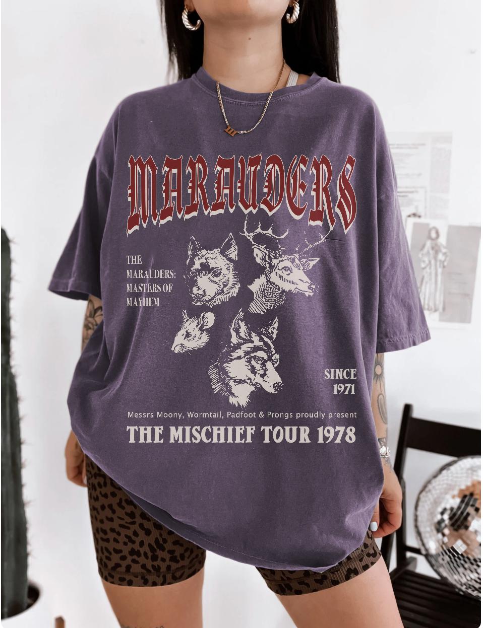 70s Wizards Marauders World Tour Tee Vintage Potter Graphic T-Shirt Subtle HP Aesthetic