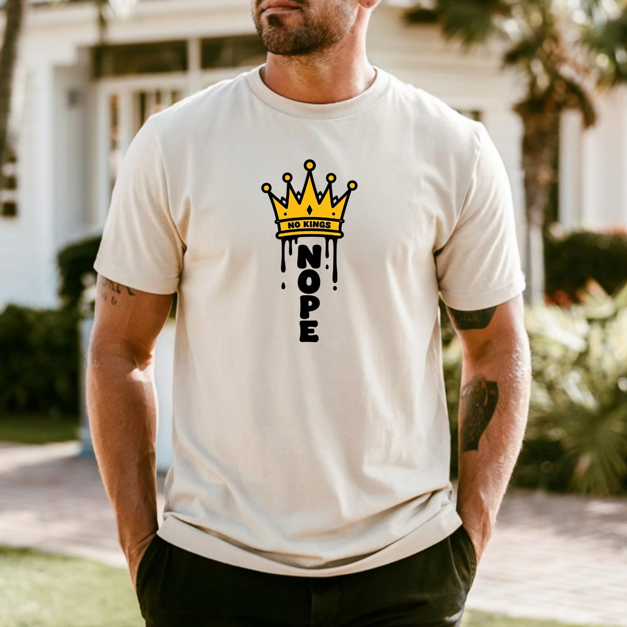 No Kings T-Shirt – Crown Graphic Tee, Patriotic Freedom Protest Design