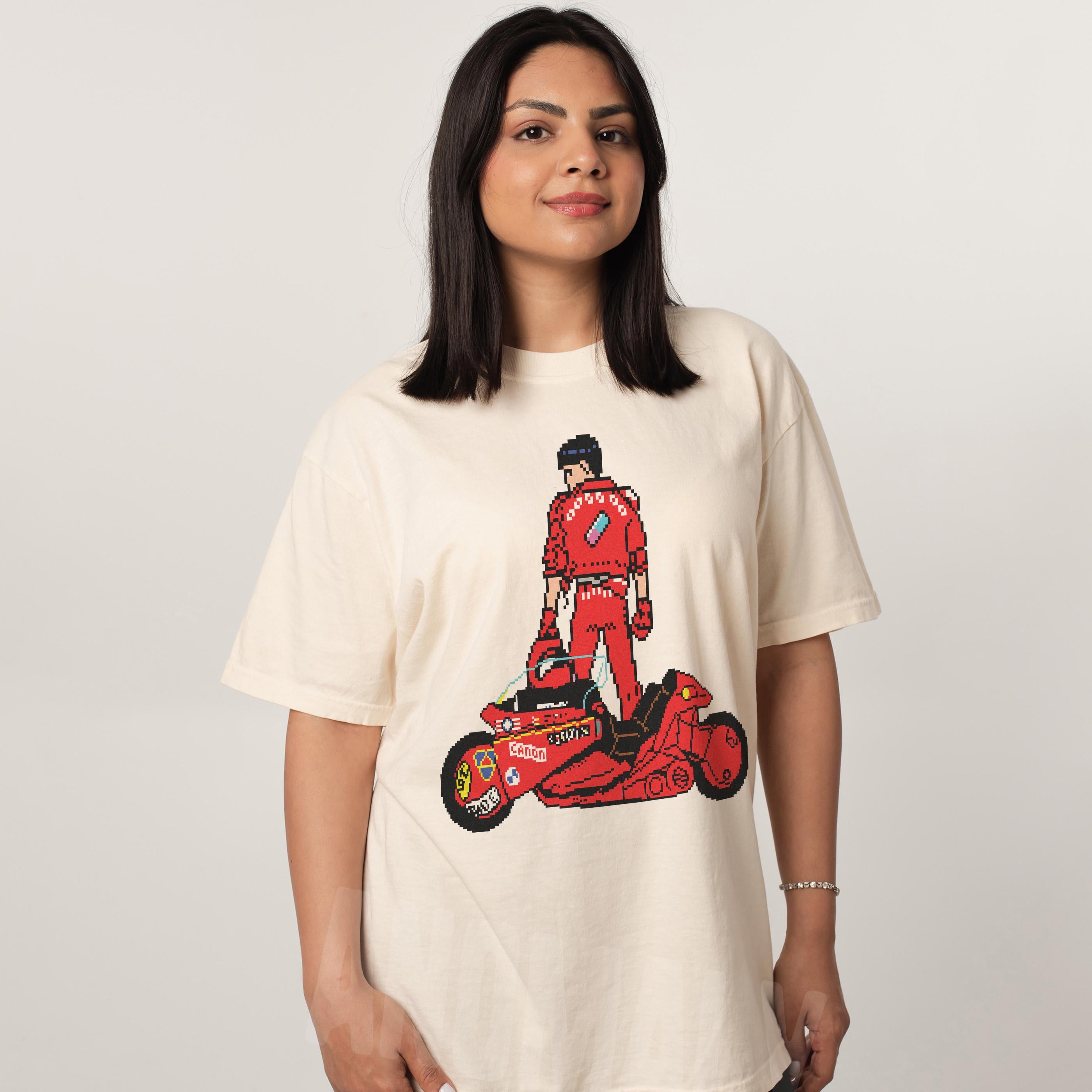 8-Bit Anime Graphic Tee – Cyberpunk Neo-Tokyo Motorcycle Unisex T-Shirt