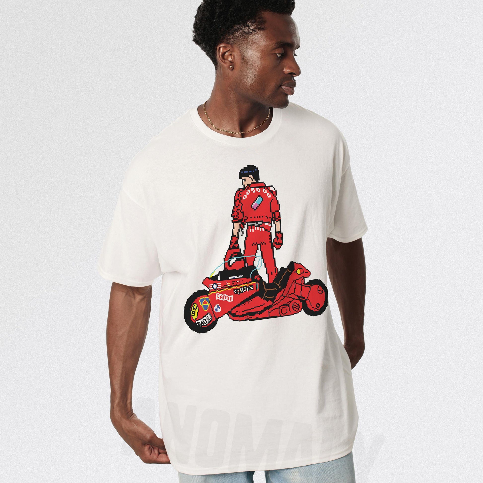 8-Bit Anime Graphic Tee – Cyberpunk Neo-Tokyo Motorcycle Unisex T-Shirt