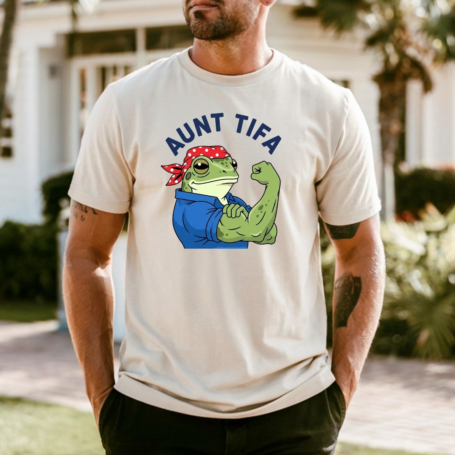 Aunt Tifa Resist Frog T-Shirt – Humorous Graphic Tee for Adults