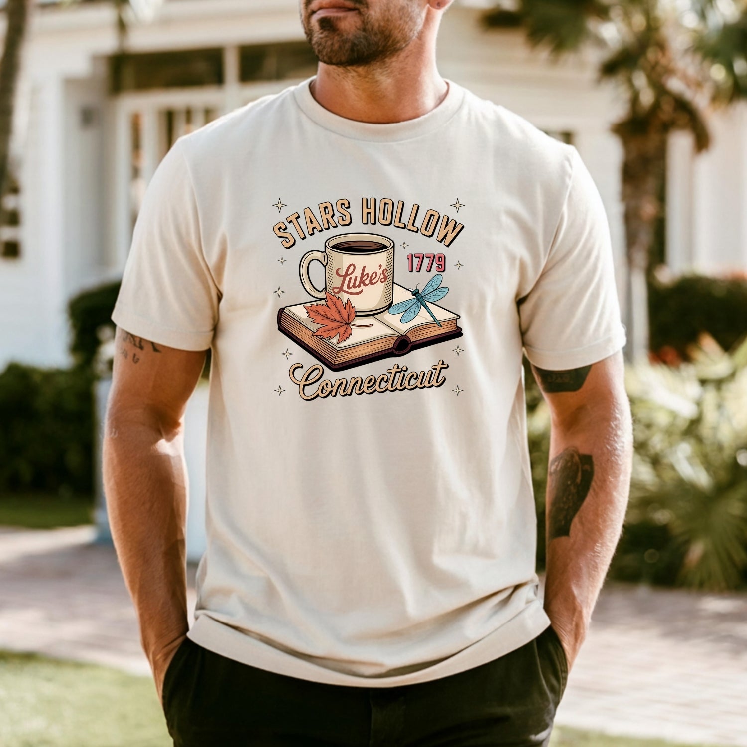 Retro Coffee Shop Tee – Stars Hollow Connecticut 1779 T-Shirt – Vintage Cafe Design