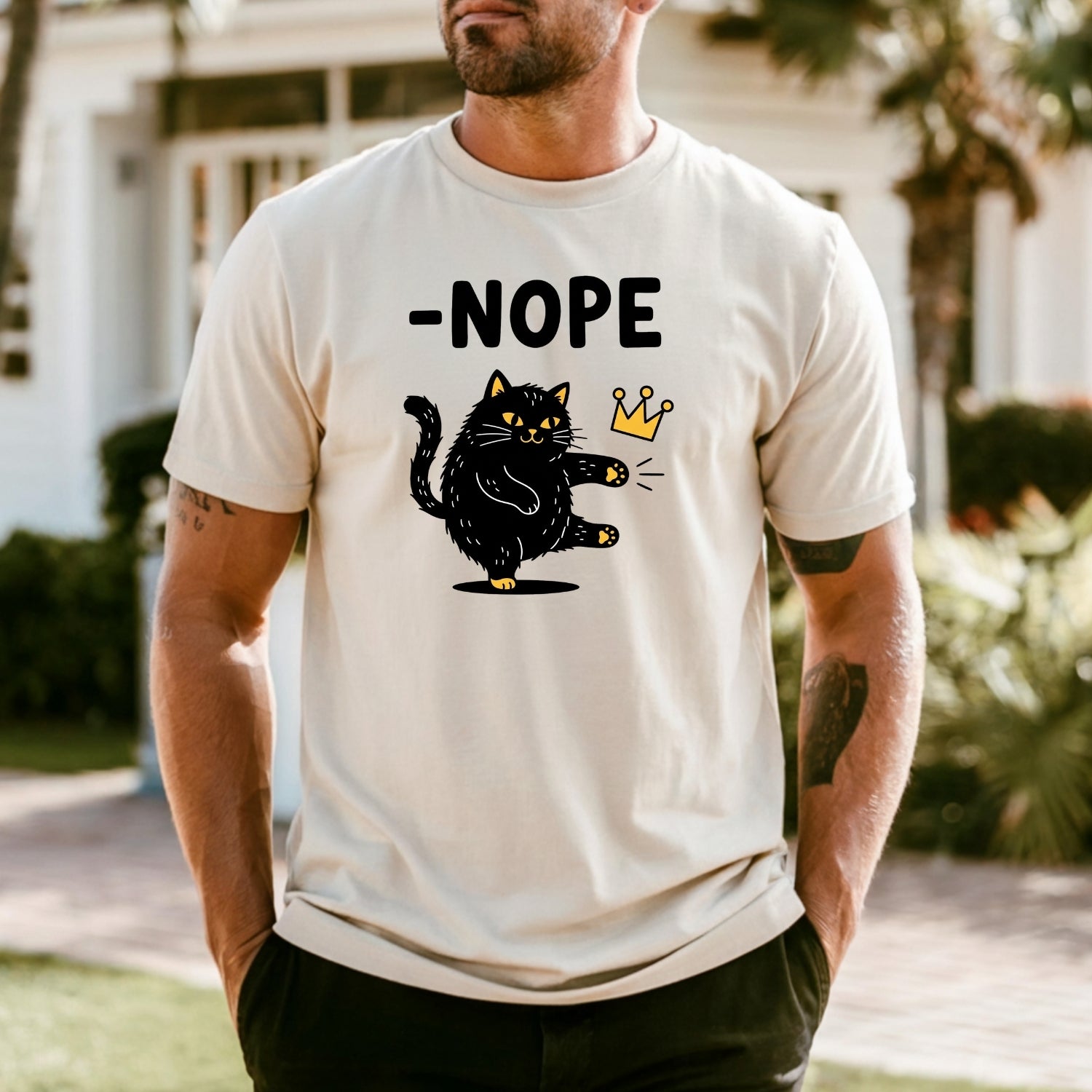 Black Cat Parody T-Shirt – No Kings in America Funny Satire Tee