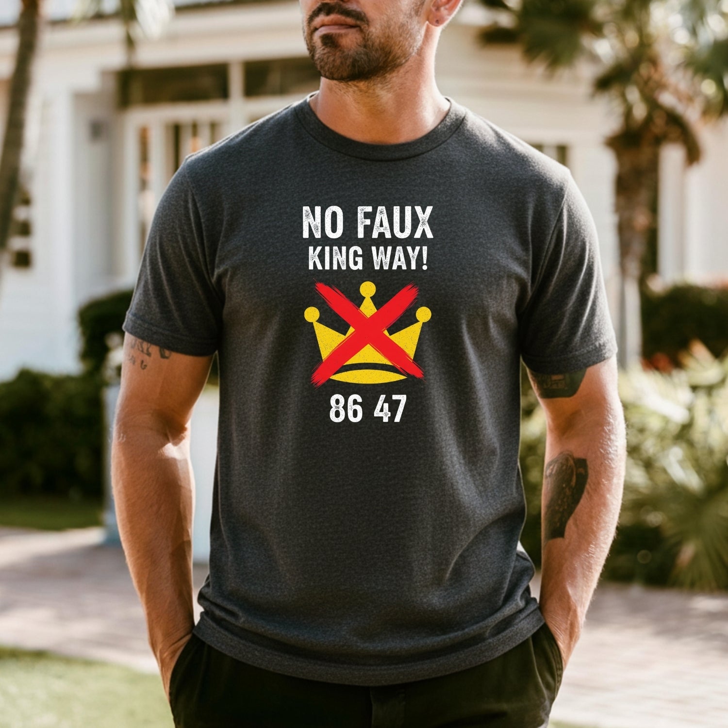 No Faux King Way 8647 Tee – Witty Wordplay Graphic Shirt