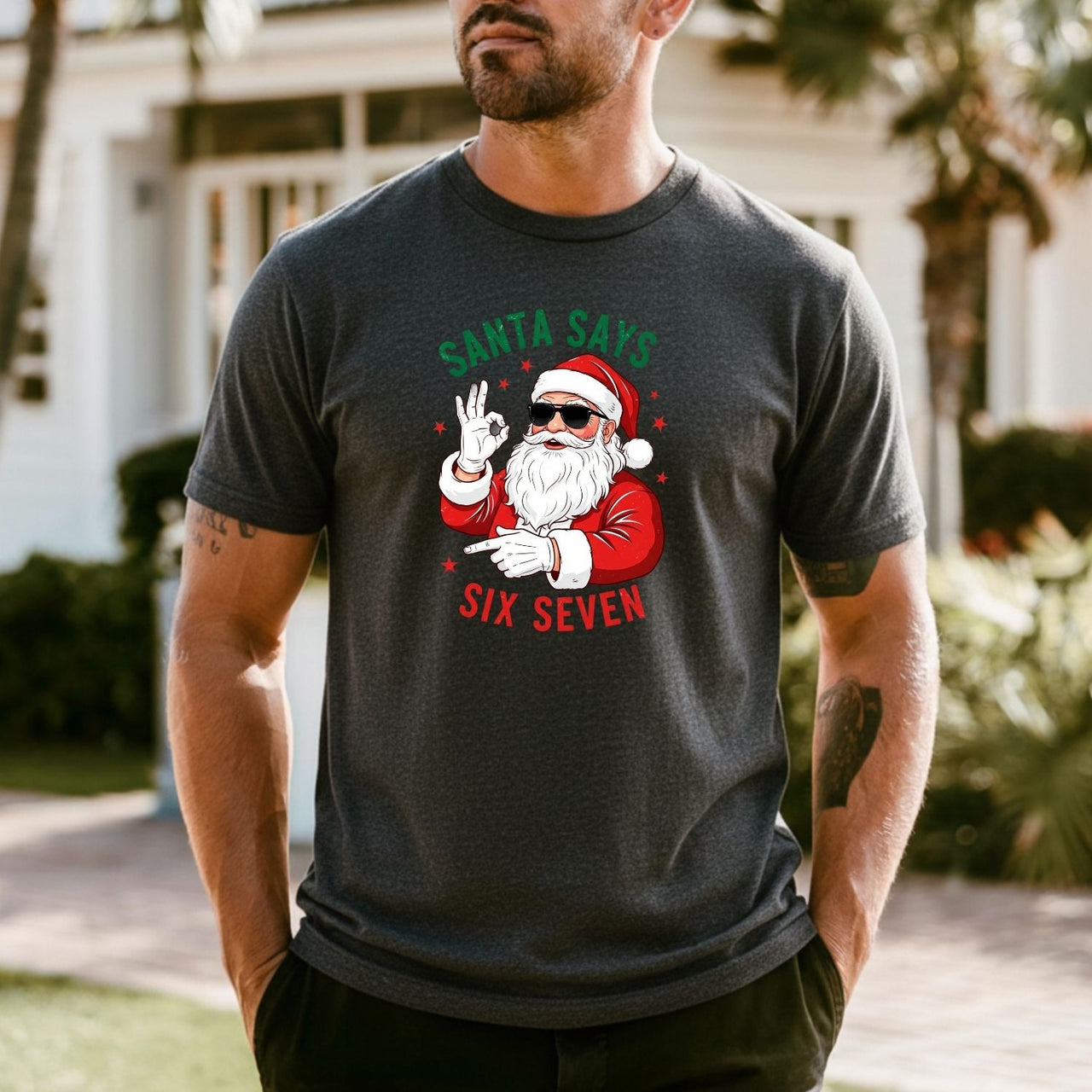 Funny Santa Says Six Seven T-Shirt – Christmas Meme Graphic Tee