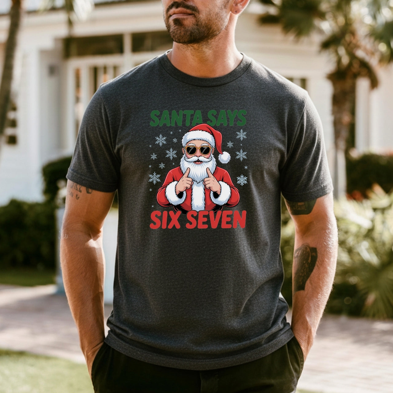 Funny Santa Says Six Seven T-Shirt – Christmas Meme Graphic Tee