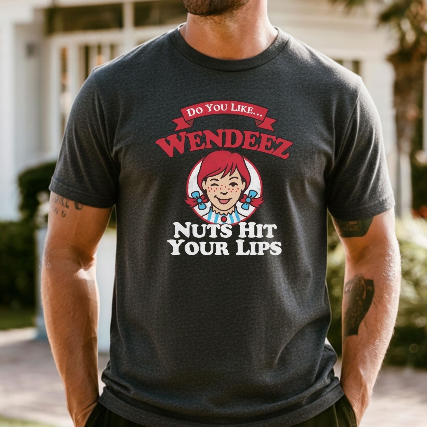 Wendeez Nuts Hit Your Lips Funny Retro Meme Shirt – Cheeky Humor Tee, Embarrassing Joke Gift for Adults