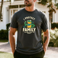 I Protect Family Frog Graphic Tee – No Kings in America Funny Satire Tee