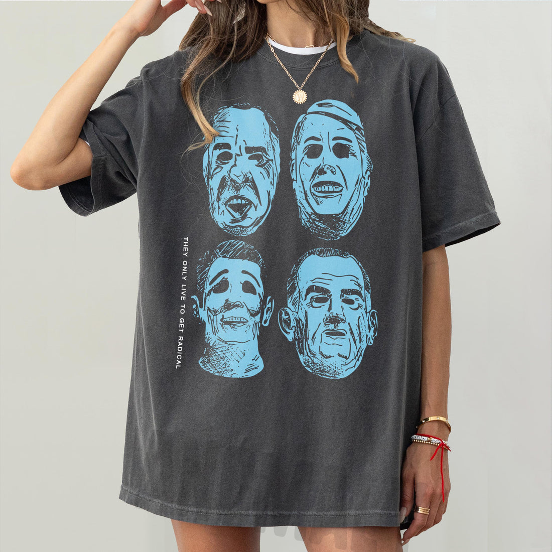 90s Action Movie T-Shirt – Bank Robbery Mask Vintage Graphic Tee