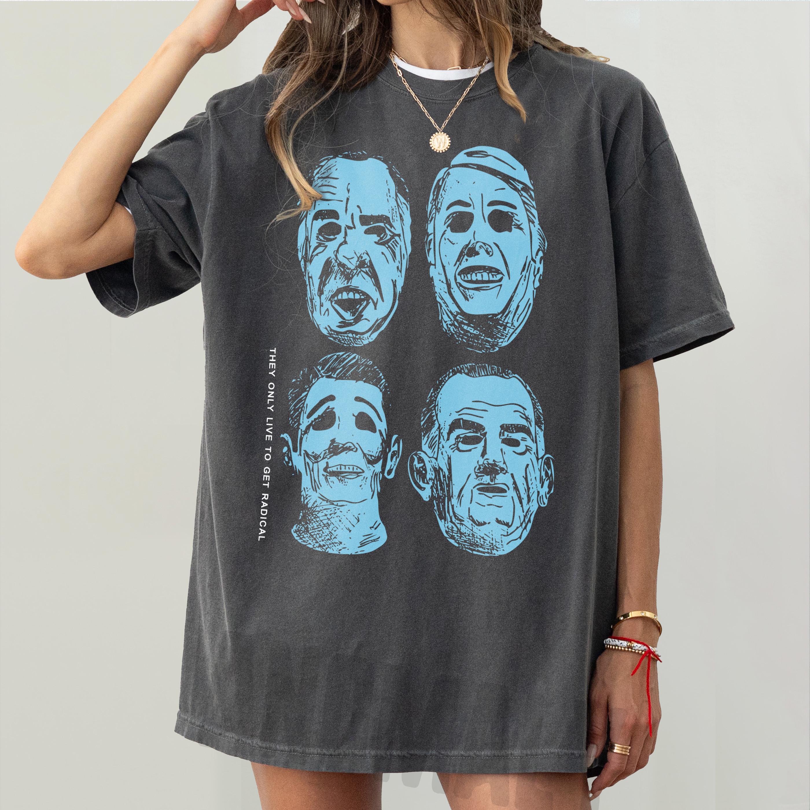 90s Action Movie T-Shirt – Bank Robbery Mask Vintage Graphic Tee