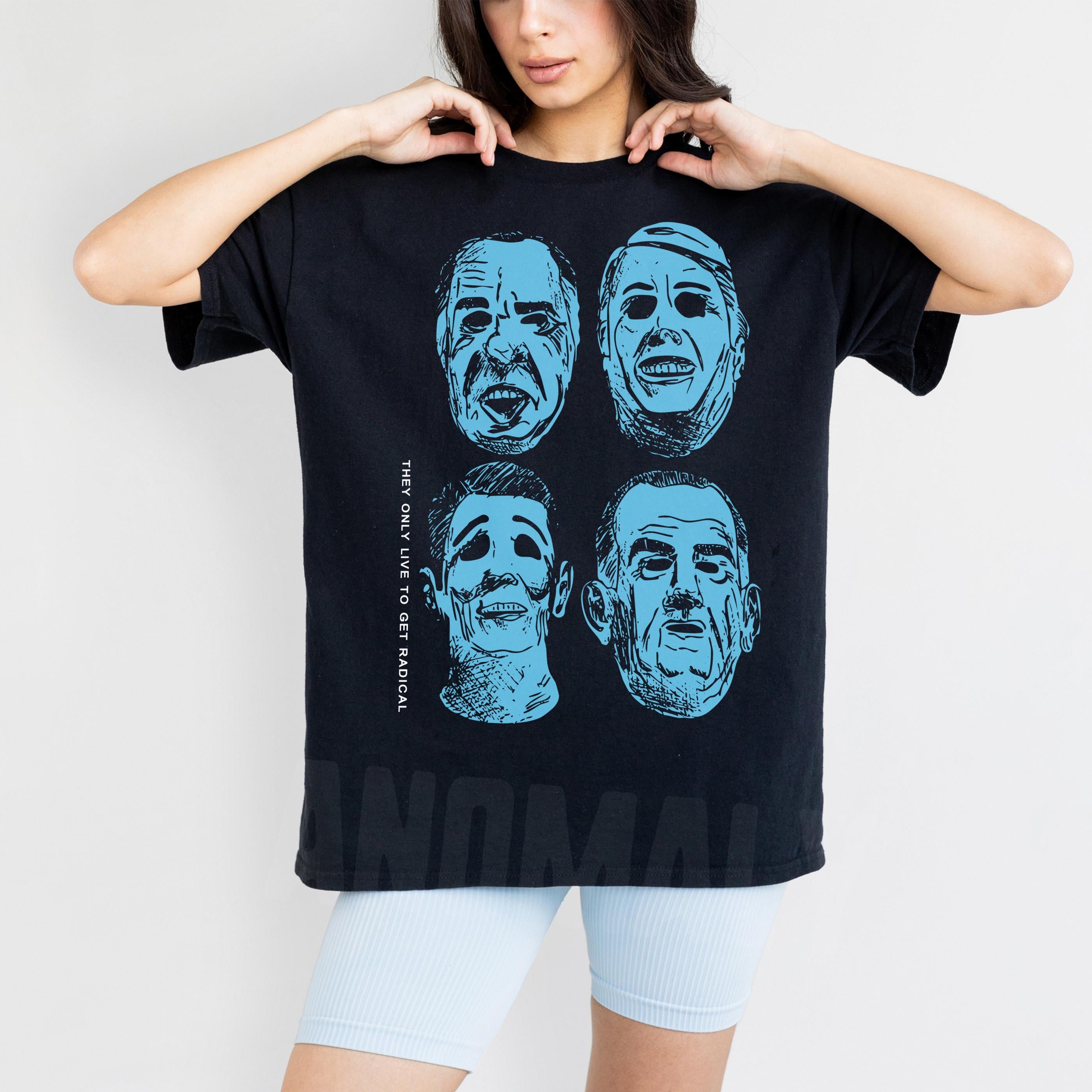 90s Action Movie T-Shirt – Bank Robbery Mask Vintage Graphic Tee