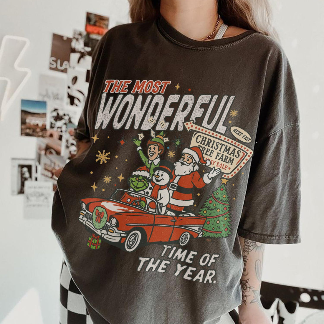 90s Vintage Christmas Movie Shirt Funny Elf Snowman Grinchmas T-Shirt Retro Holiday Gift