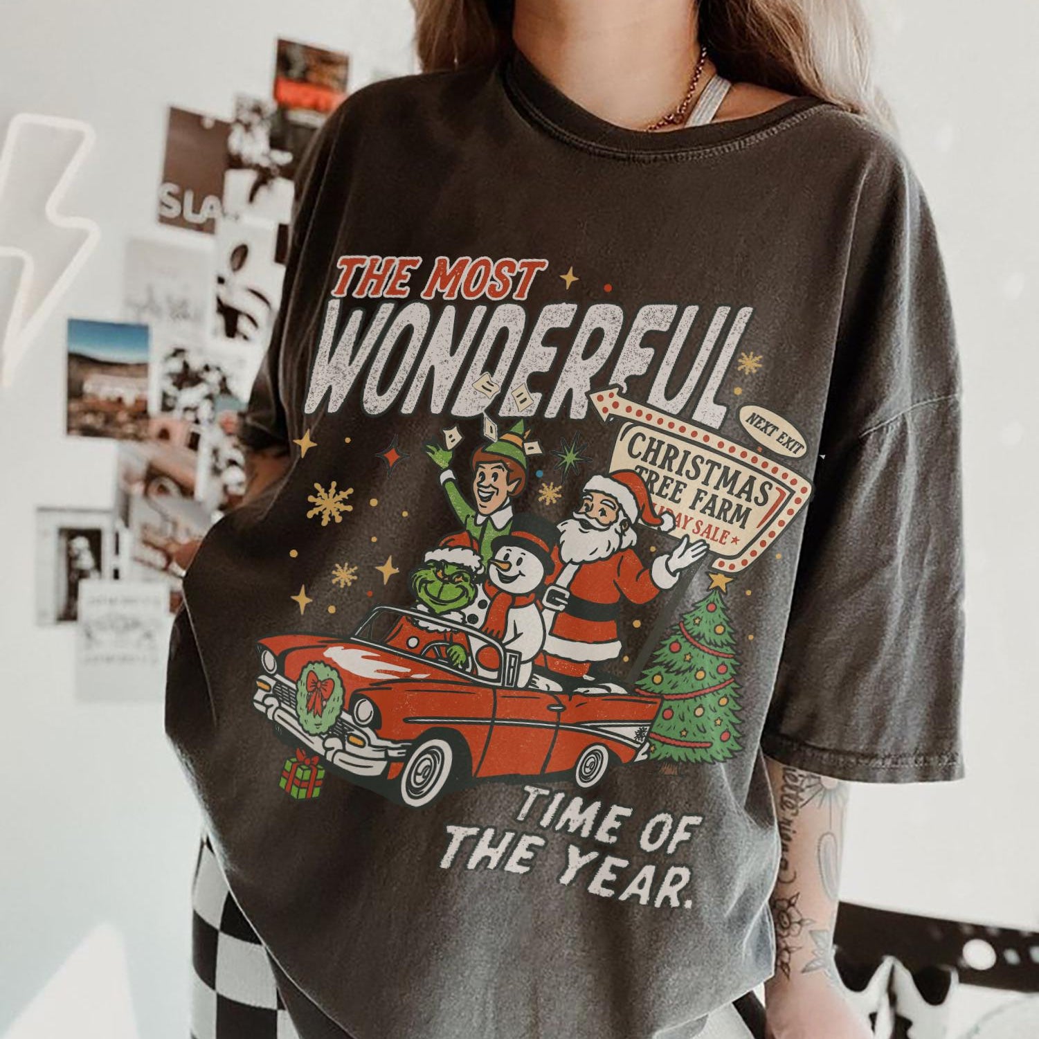 90s Vintage Christmas Movie Shirt Funny Elf Snowman Grinchmas T-Shirt Retro Holiday Gift