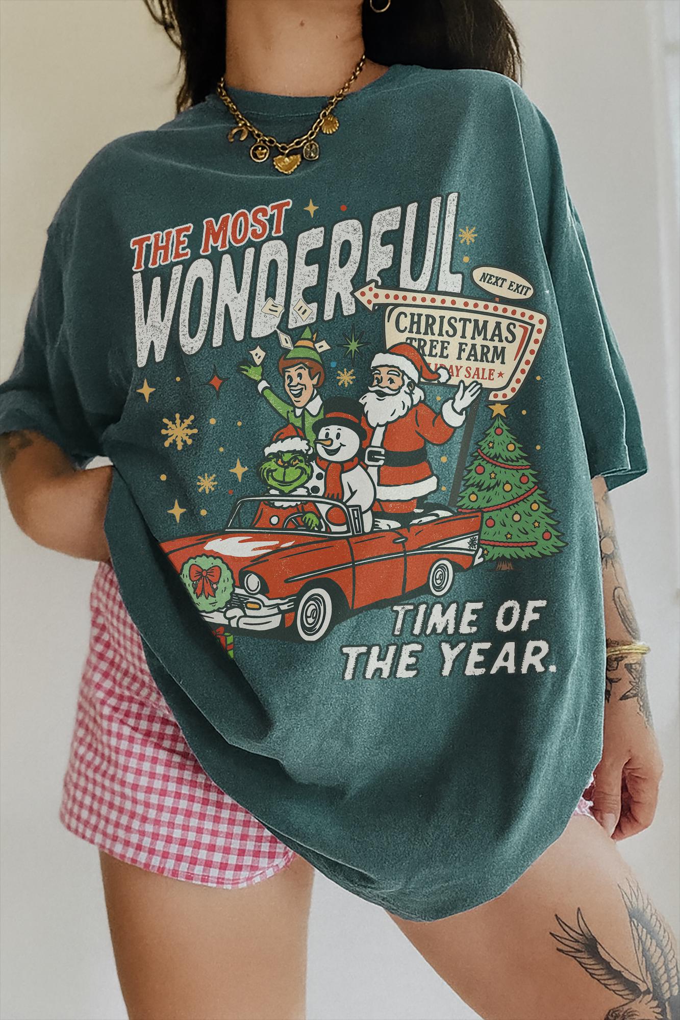 90s Vintage Christmas Movie Shirt Funny Elf Snowman Grinchmas T-Shirt Retro Holiday Gift