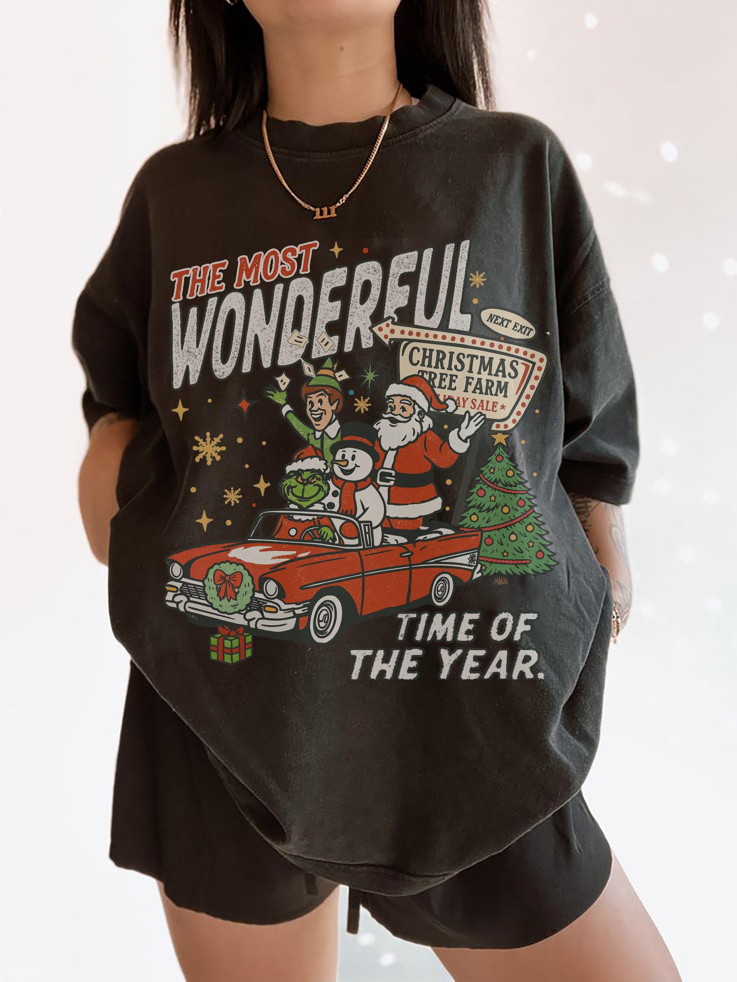 90s Vintage Christmas Movie Shirt Funny Elf Snowman Grinchmas T-Shirt Retro Holiday Gift