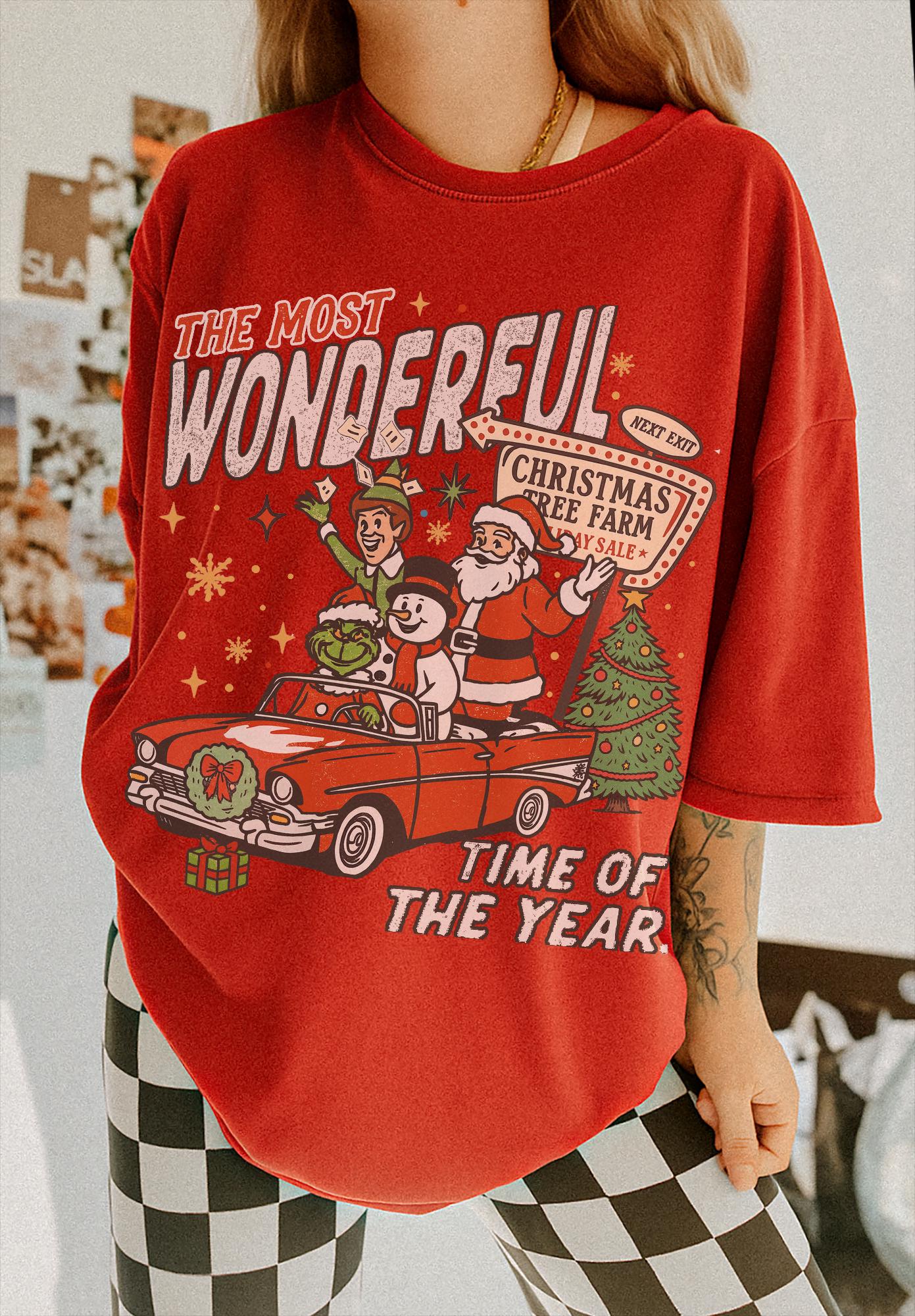 90s Vintage Christmas Movie Shirt Funny Elf Snowman Grinchmas T-Shirt Retro Holiday Gift