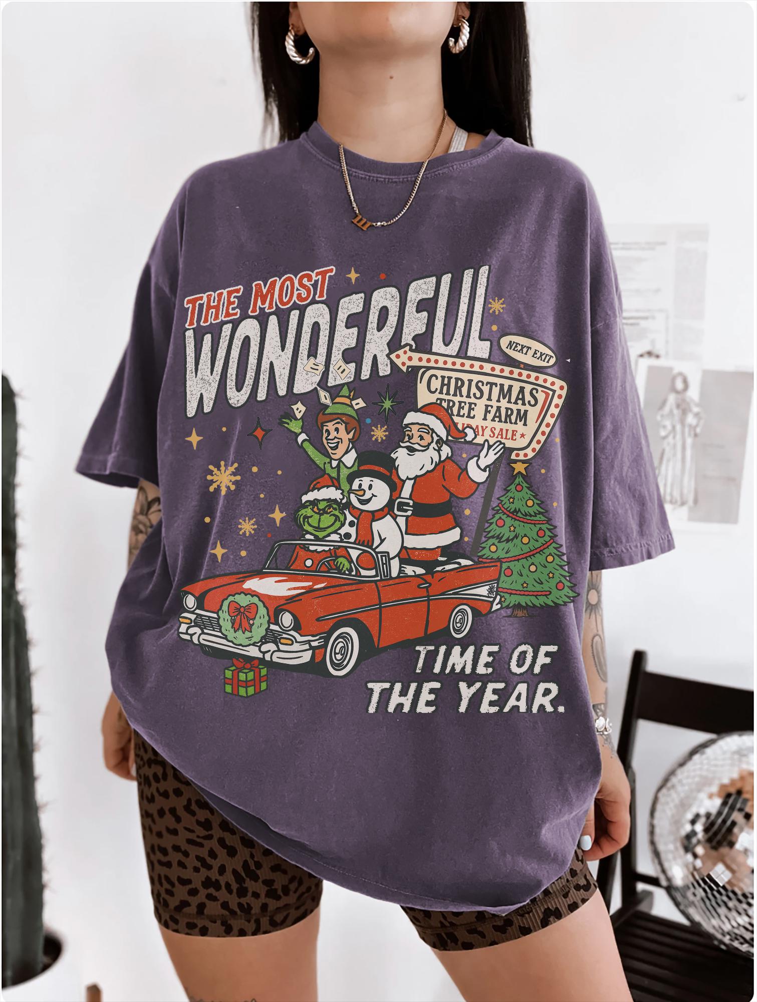 90s Vintage Christmas Movie Shirt Funny Elf Snowman Grinchmas T-Shirt Retro Holiday Gift