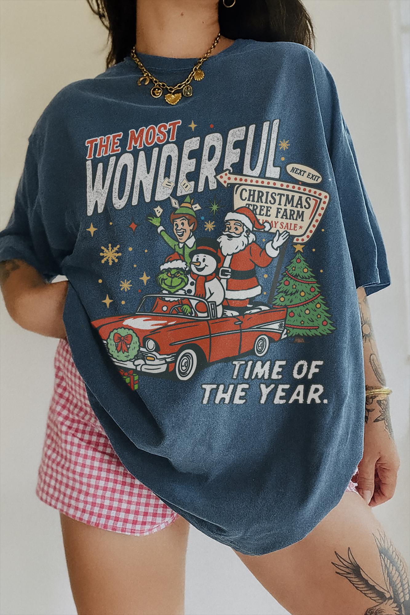 90s Vintage Christmas Movie Shirt Funny Elf Snowman Grinchmas T-Shirt Retro Holiday Gift