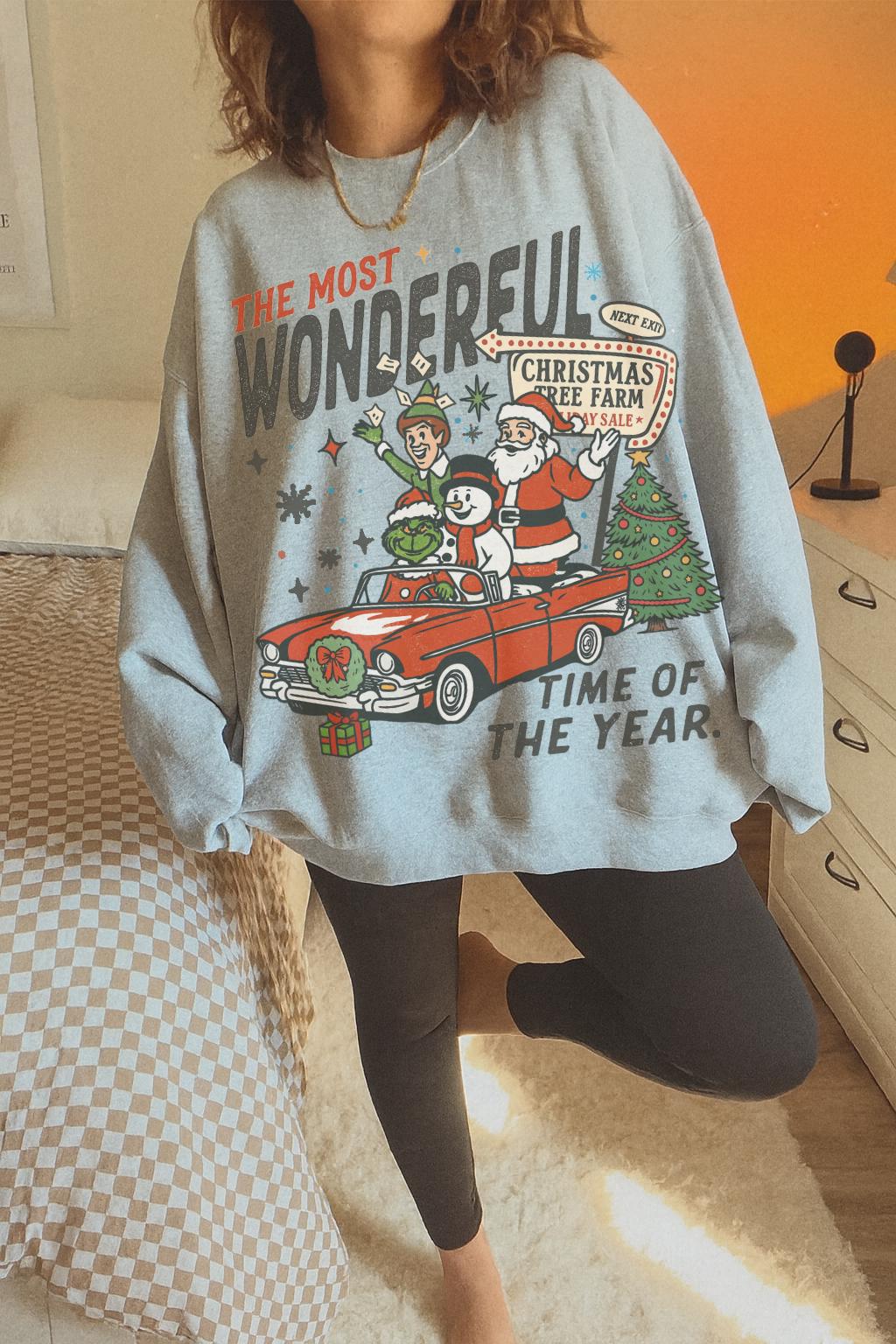 90s Vintage Christmas Sweatshirt Retro Santa Crewneck Funny Xmas Movie Pullover Grinch Elf Snowman Holiday Shirt