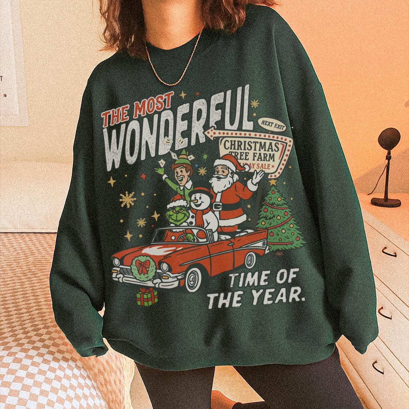 90s Vintage Christmas Sweatshirt Retro Santa Crewneck Funny Xmas Movie Pullover Grinch Elf Snowman Holiday Shirt