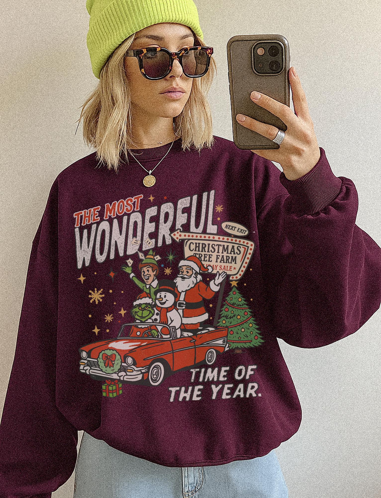 90s Vintage Christmas Sweatshirt Retro Santa Crewneck Funny Xmas Movie Pullover Grinch Elf Snowman Holiday Shirt