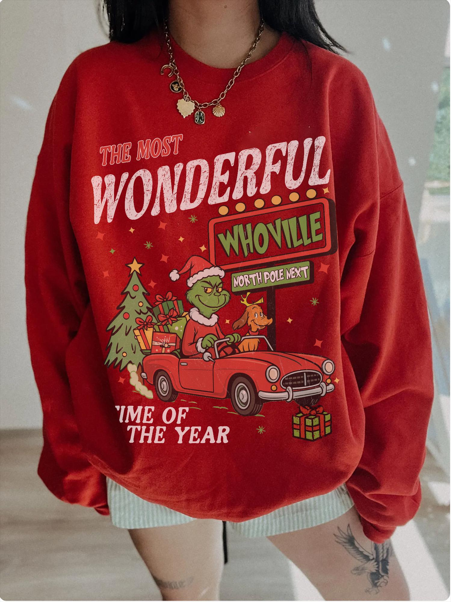 90s Vintage Christmas Sweater Merry Grinchmas Sweatshirt Funny Movie Crewneck Holiday Shirt