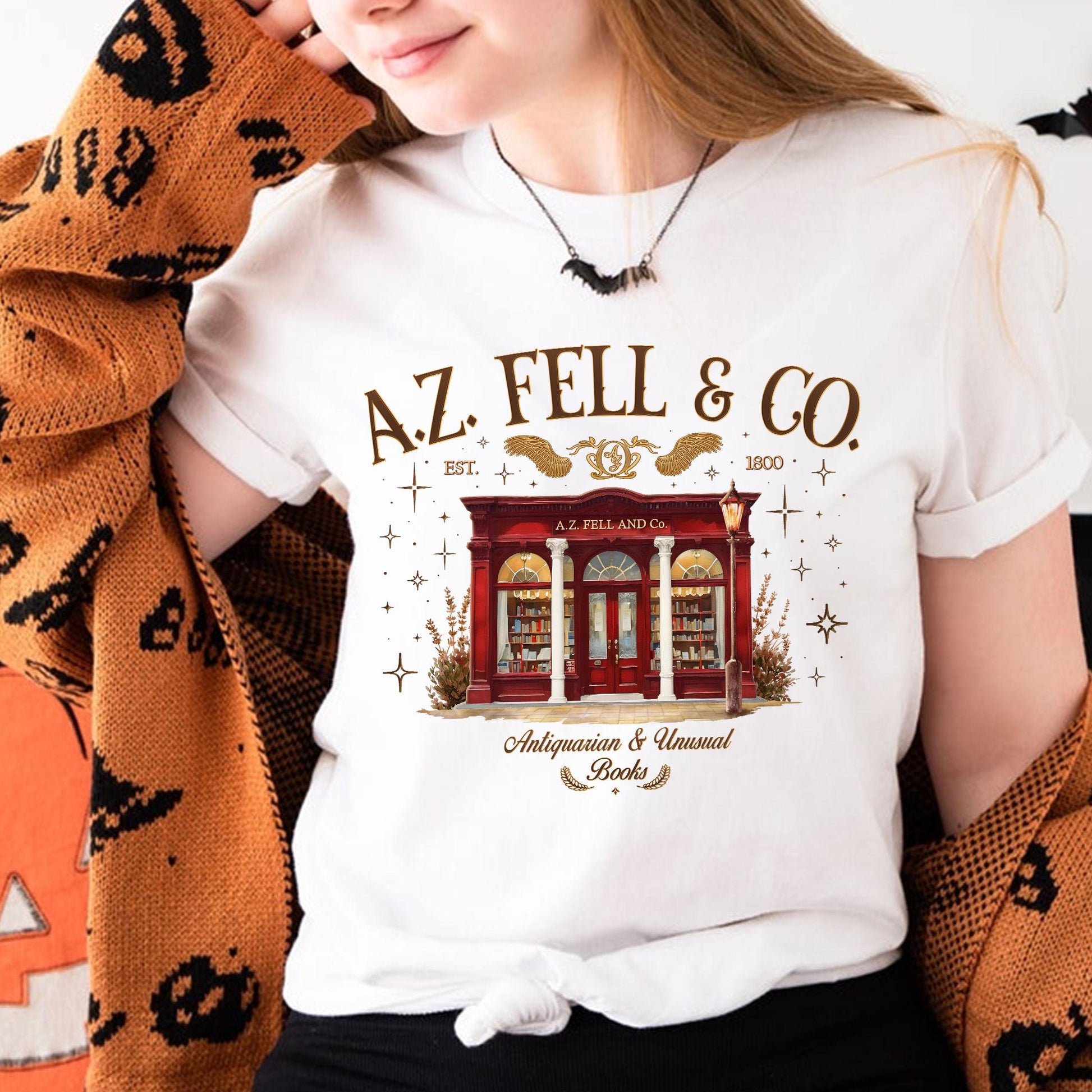A.Z. Fell & Co Sweatshirt Hoodie – Aziraphale Bookshop Shirt, Antiquarian Books Gift