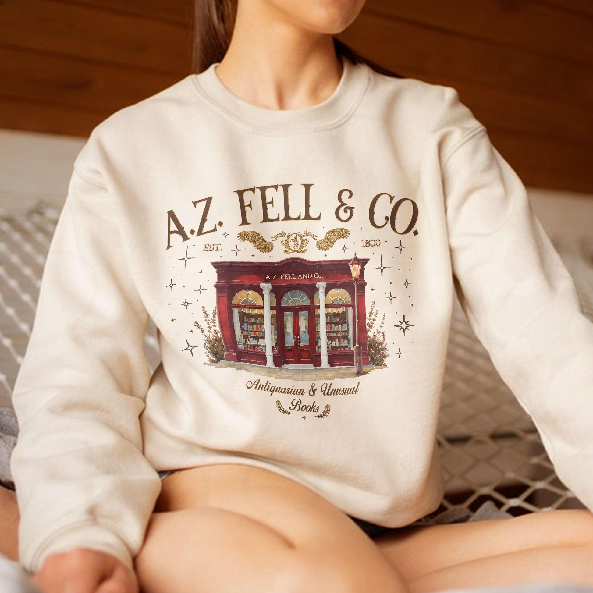 A.Z. Fell & Co Sweatshirt Hoodie – Aziraphale Bookshop Shirt, Antiquarian Books Gift