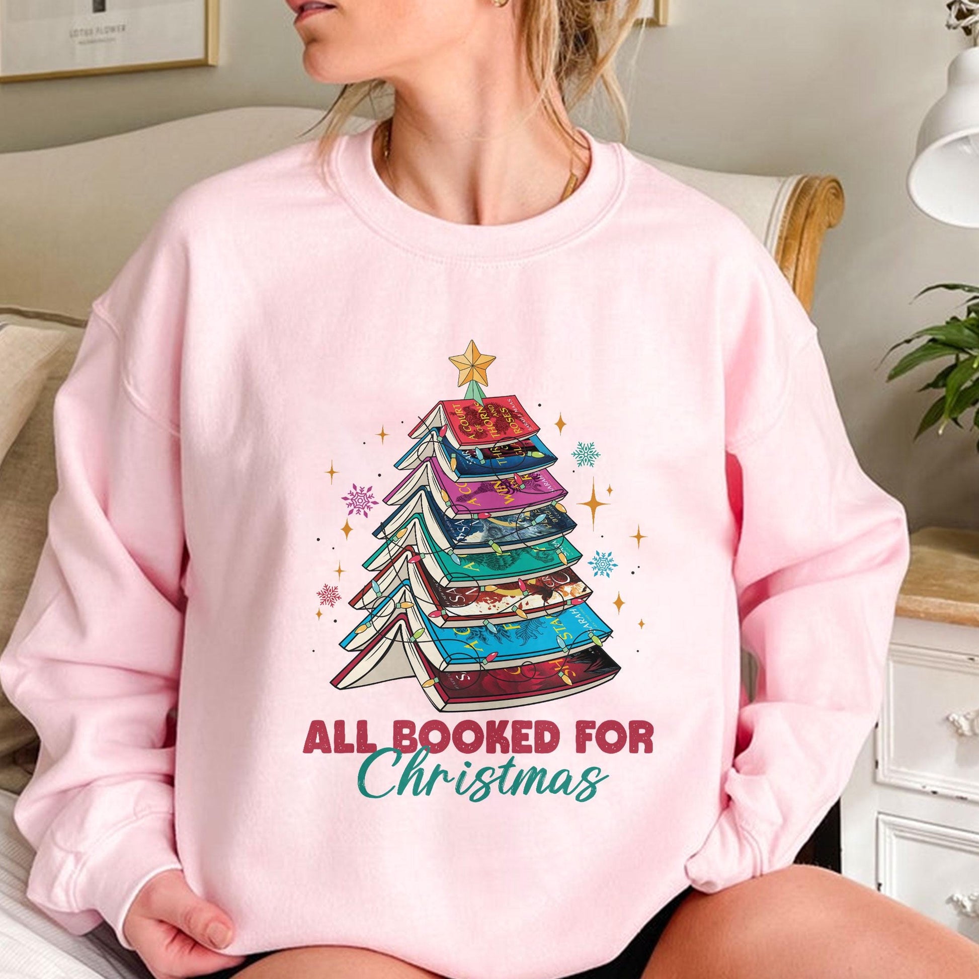 Acotar All Booked for Christmas Sweatshirt – Book Lover Christmas Hoodie, Bookish Holiday Gift, Cozy Reading Shirt