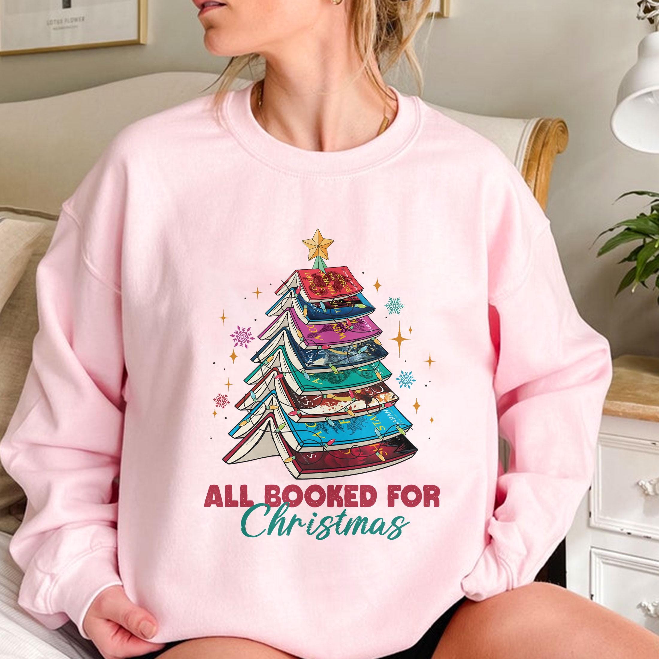 Acotar All Booked for Christmas Sweatshirt – Book Lover Christmas Hoodie, Bookish Holiday Gift, Cozy Reading Shirt