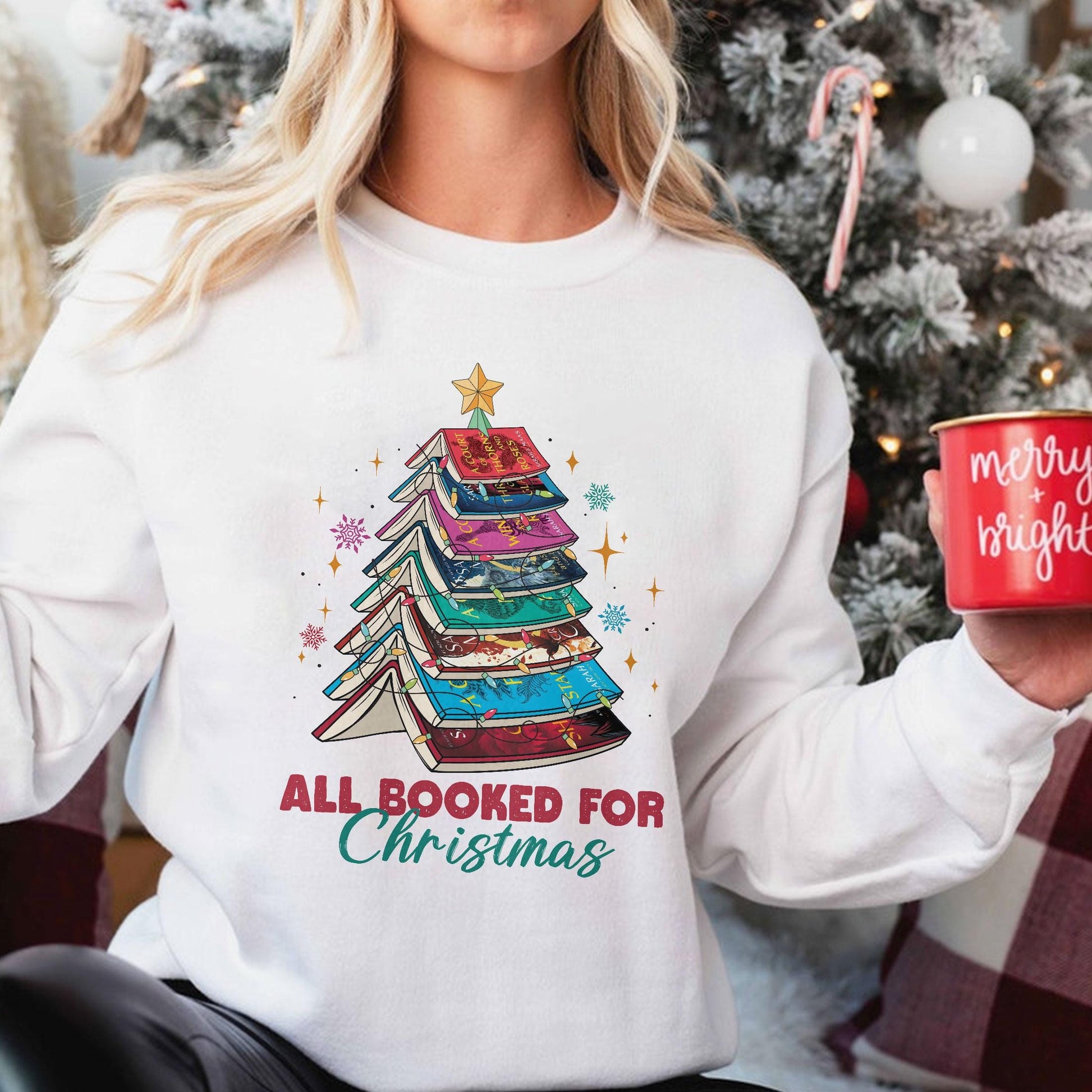 Acotar All Booked for Christmas Sweatshirt – Book Lover Christmas Hoodie, Bookish Holiday Gift, Cozy Reading Shirt