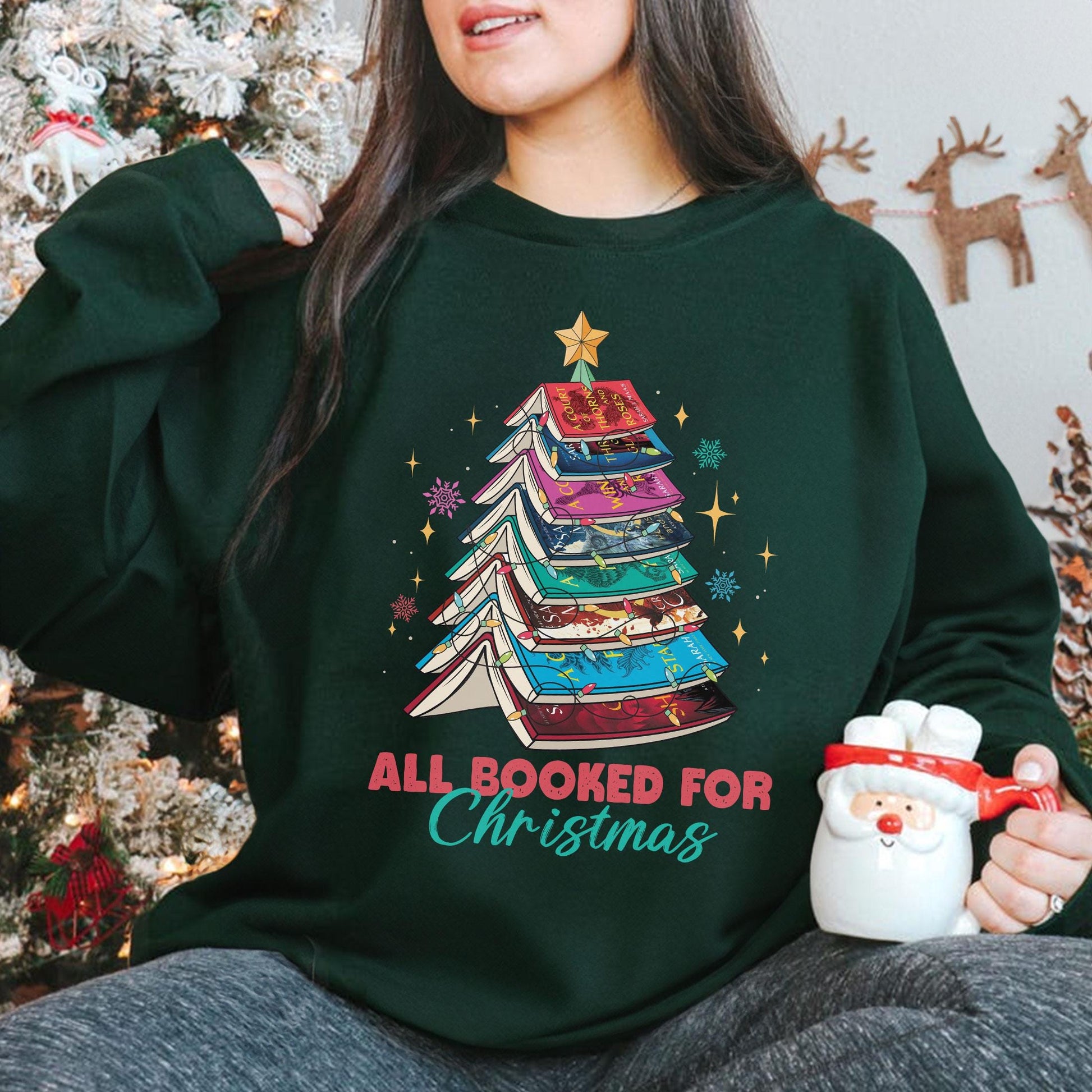 Acotar All Booked for Christmas Sweatshirt – Book Lover Christmas Hoodie, Bookish Holiday Gift, Cozy Reading Shirt