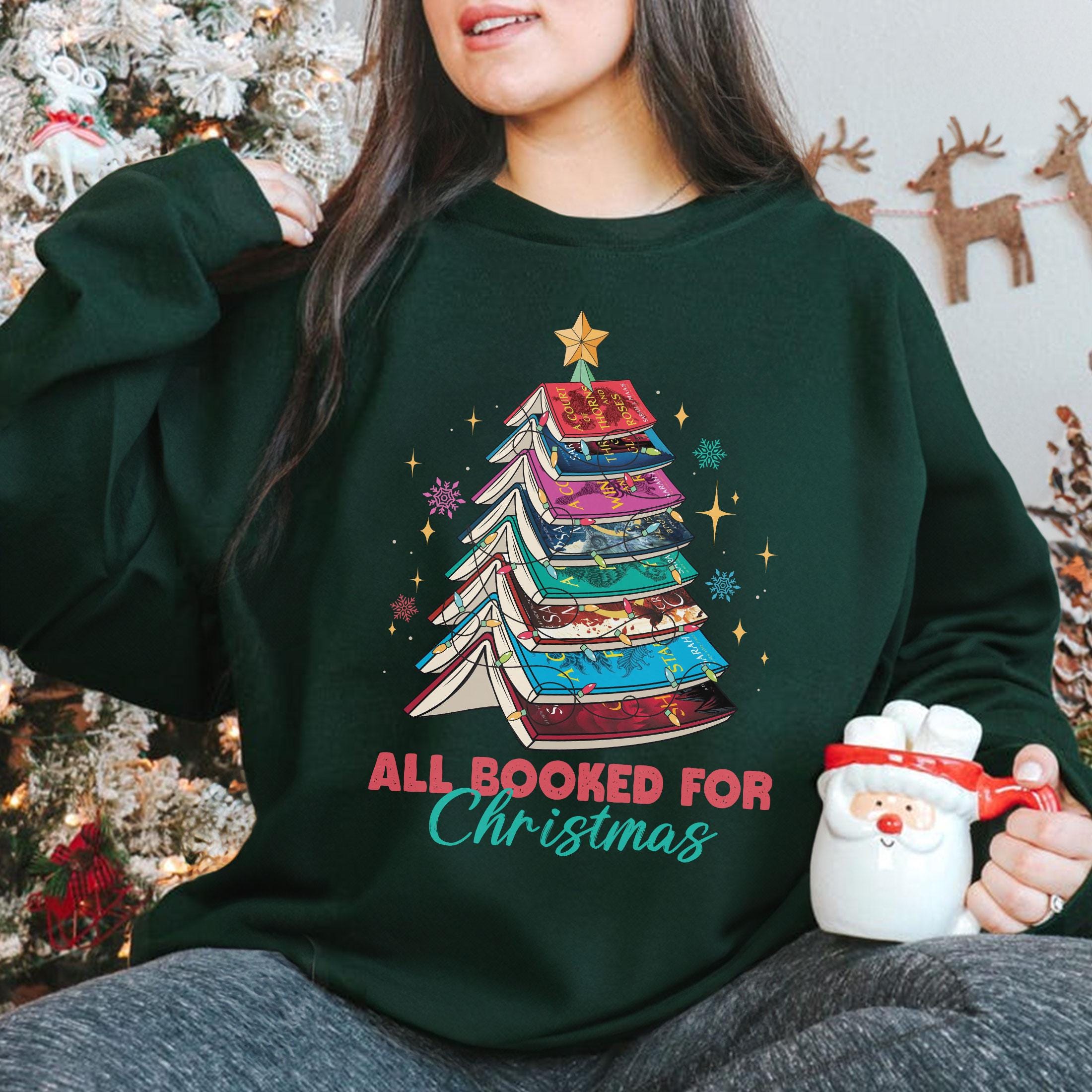 Acotar All Booked for Christmas Sweatshirt – Book Lover Christmas Hoodie, Bookish Holiday Gift, Cozy Reading Shirt