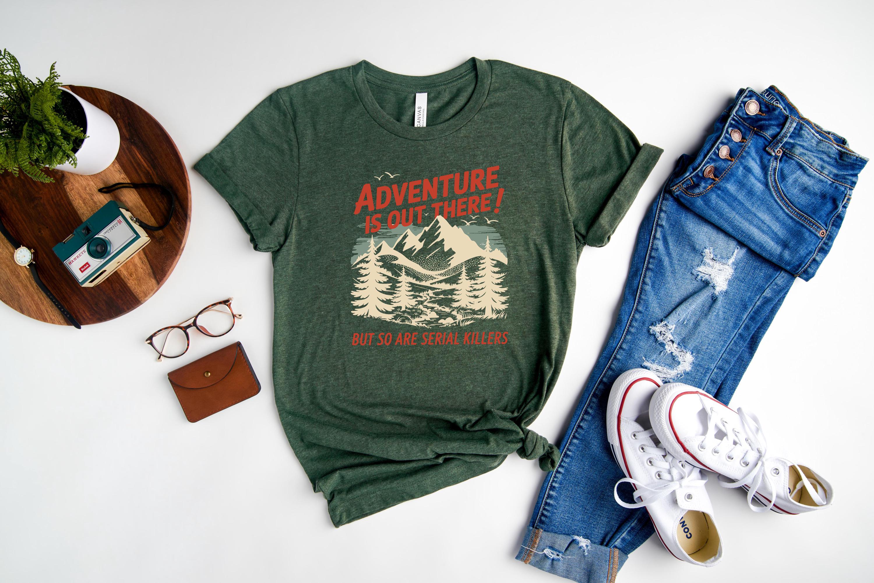 Funny True Crime Hiking Sweatshirt – Morbid Camping Crewneck for Adventure Lovers
