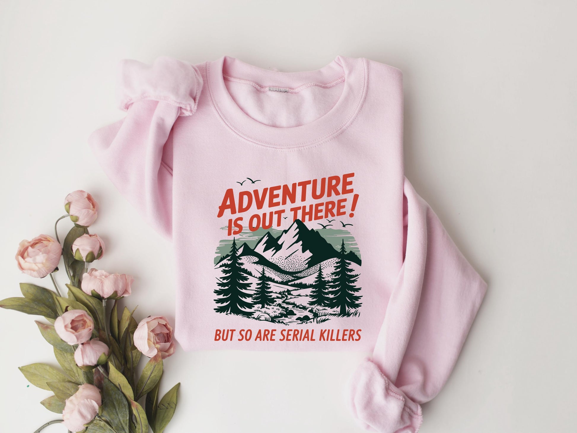 Funny True Crime Hiking Sweatshirt – Morbid Camping Crewneck for Adventure Lovers