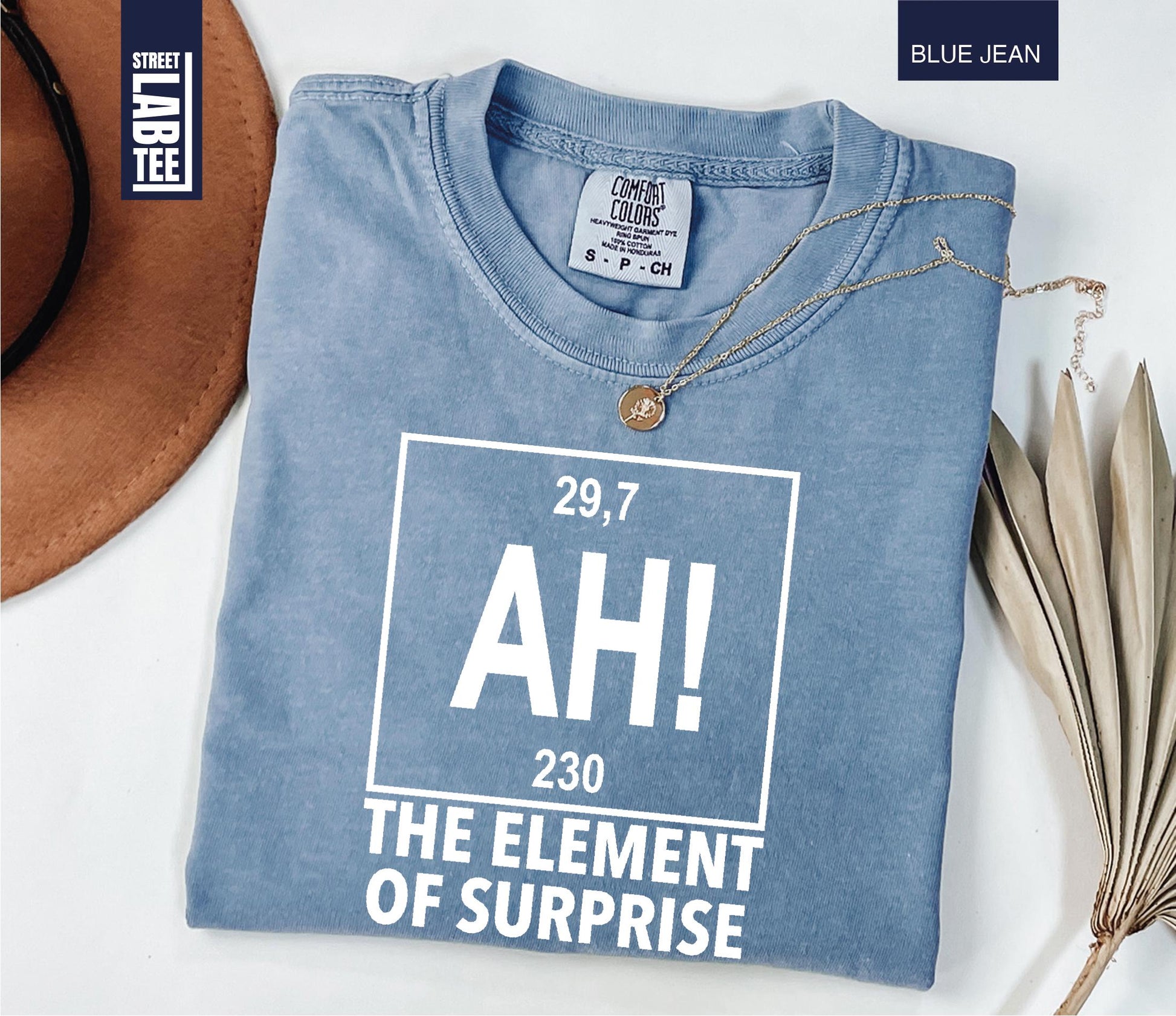 Ah The Element of Surprise Chemistry T-Shirt – Funny Science Joke Tee
