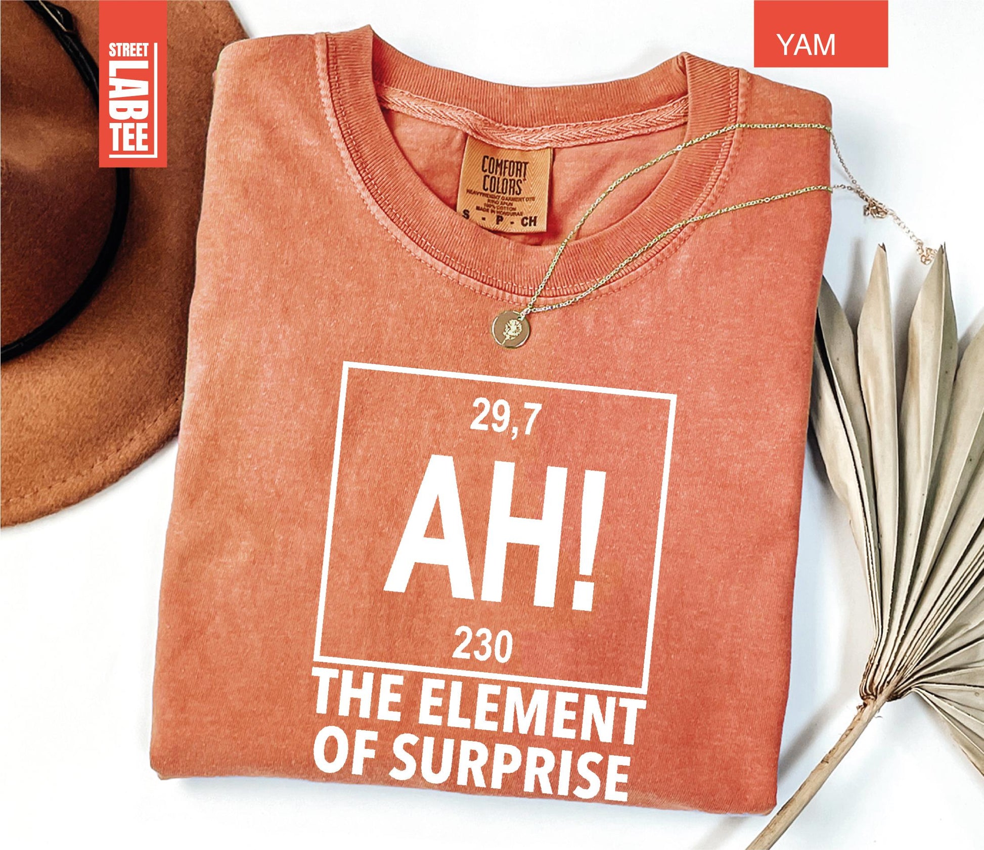 Ah The Element of Surprise Chemistry T-Shirt – Funny Science Joke Tee