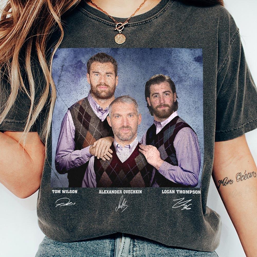 Alexander Ovechkin Tom Wilson Logan Thompson Vintage Hockey T-Shirt – Washington 90s Style Graphic Tee