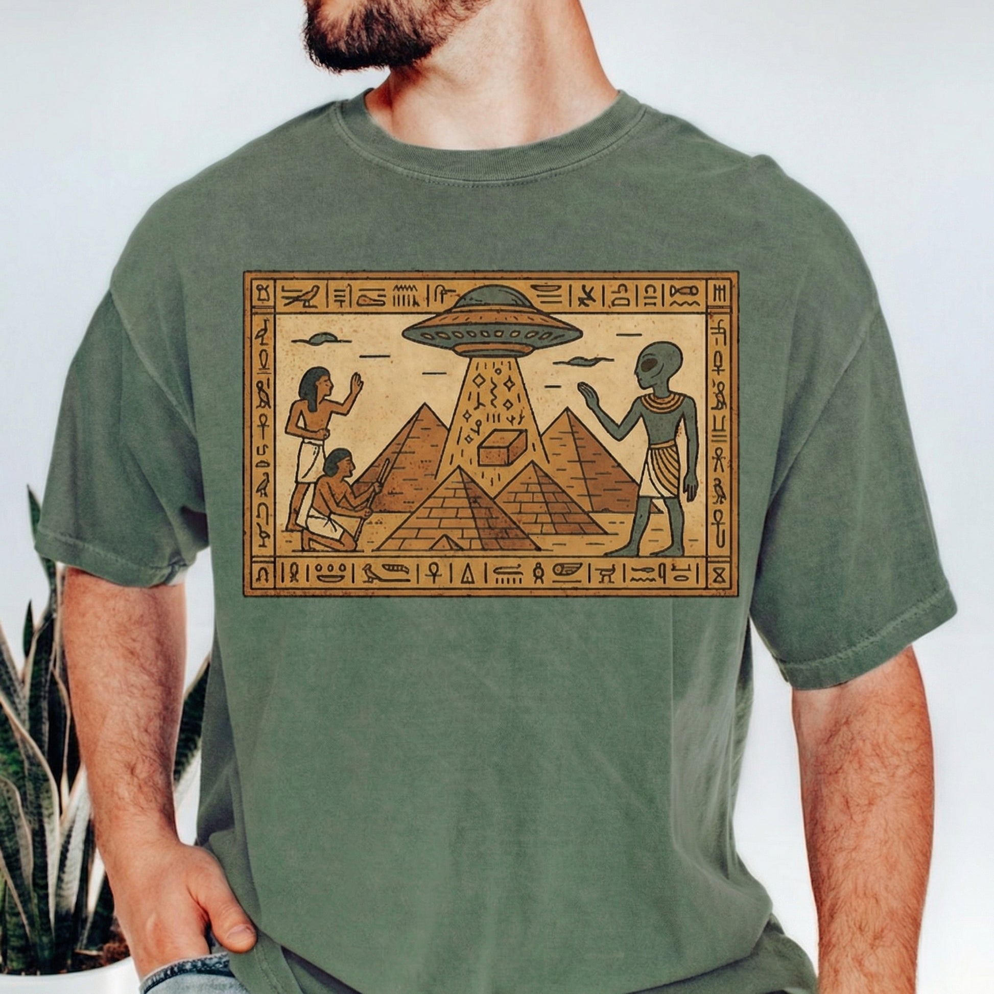 Ancient Astronaut UFO Pyramid Graphic T-Shirt – Vintage Alien
