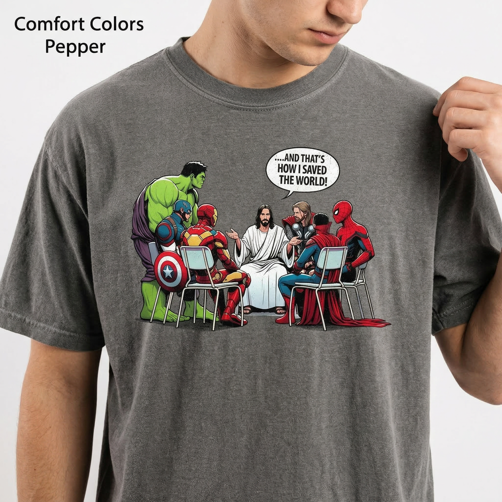 And That’s How I Saved the World Jesus T-Shirt – Funny Religious Superhero Graphic Tee