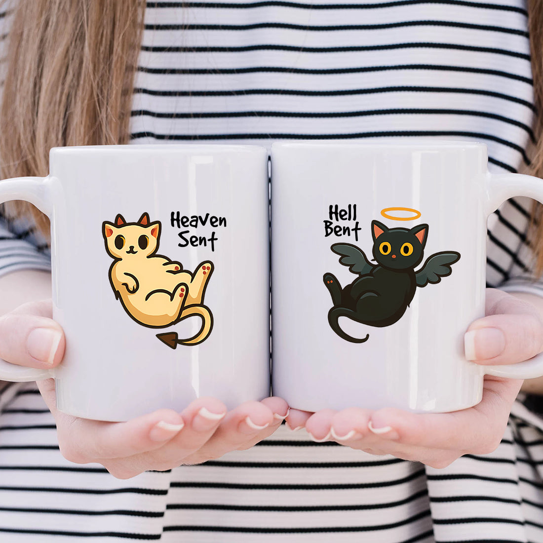 Angel Cat And Devil Cat Matching Mugs For Couples
