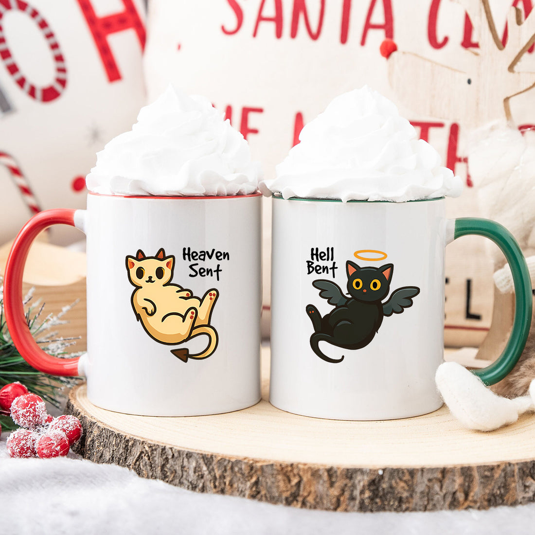 Angel Cat And Devil Cat Matching Mugs For Couples