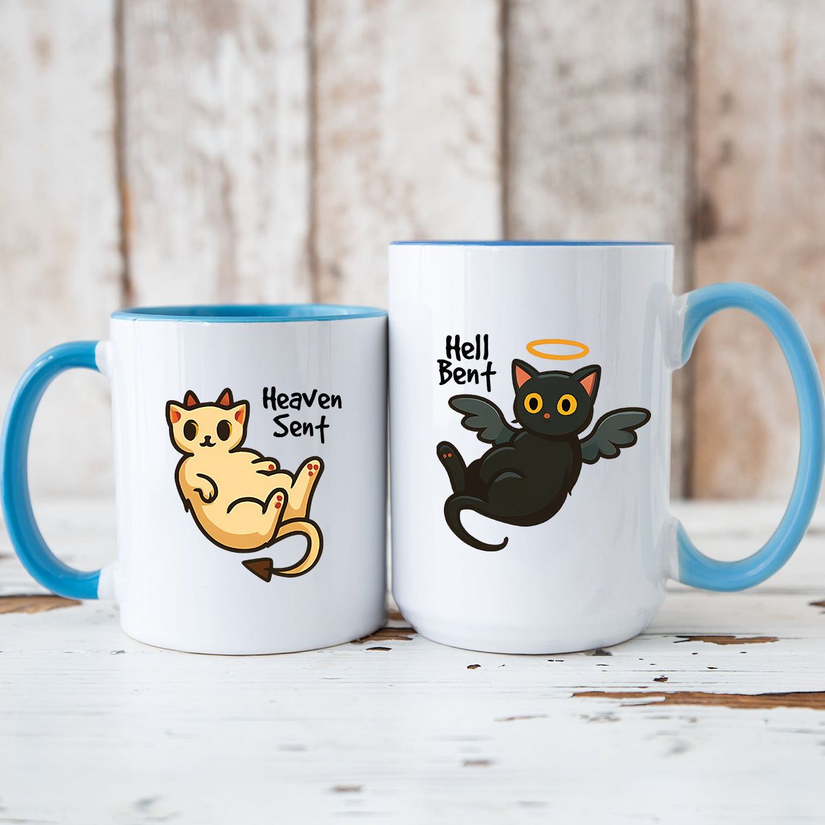 Angel Cat And Devil Cat Matching Mugs For Couples