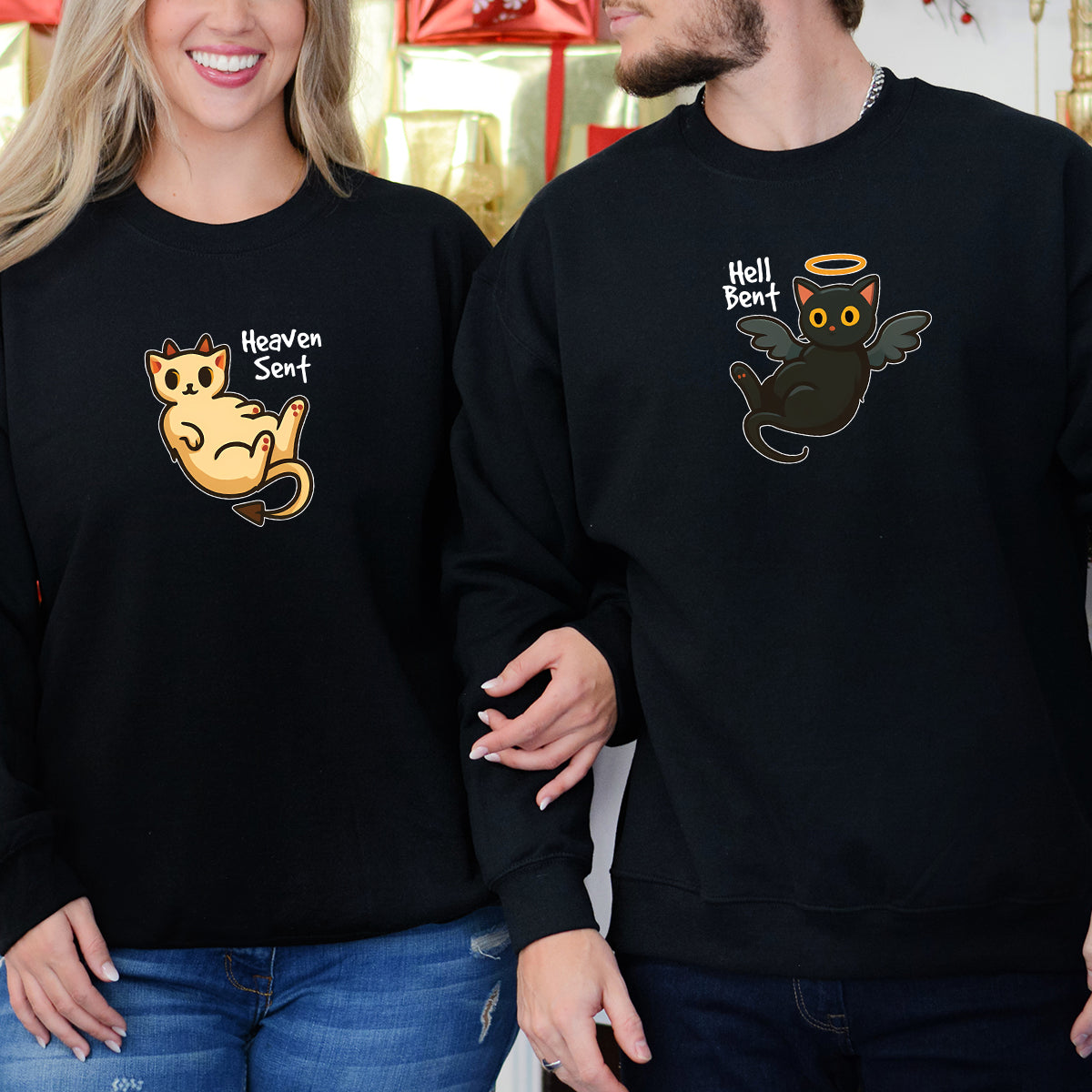 Angel Cat And Devil Cat Matching Hoodies For Couples