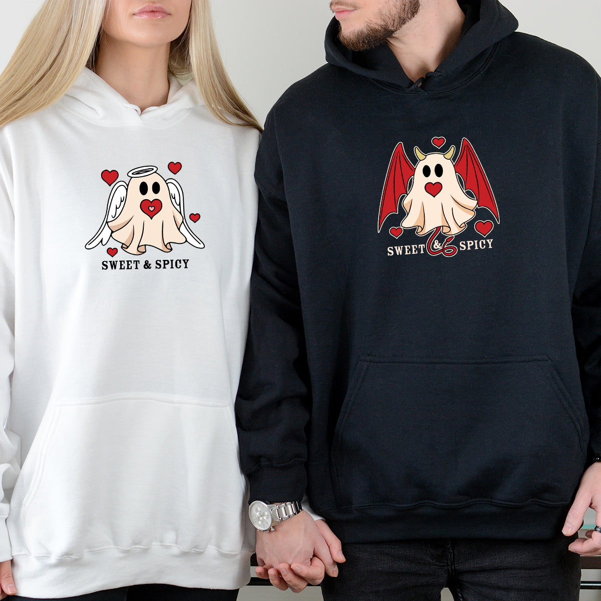 Angel & Devil Ghost Matching Hoodies For Couples