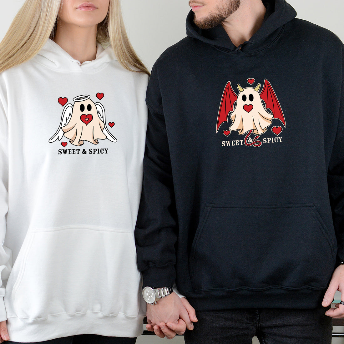 Angel & Devil Ghost Matching Hoodies For Couples